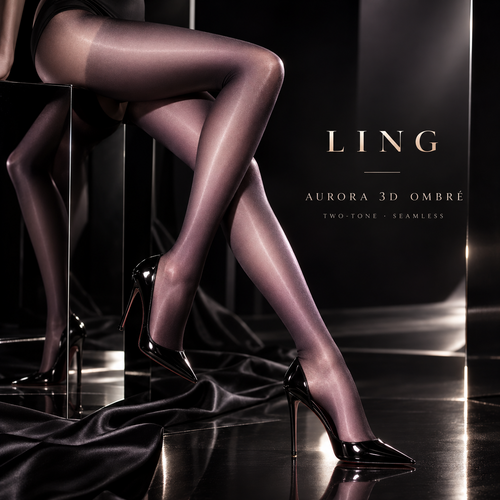 LING Aurora 3D Ombré Seamless Tights in black-purple ombré